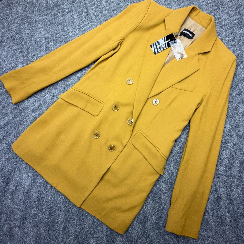 Sonia Rykiel Womens 38 Mustard Ochre Double Breasted Wool Silk Lined Blazer NEW